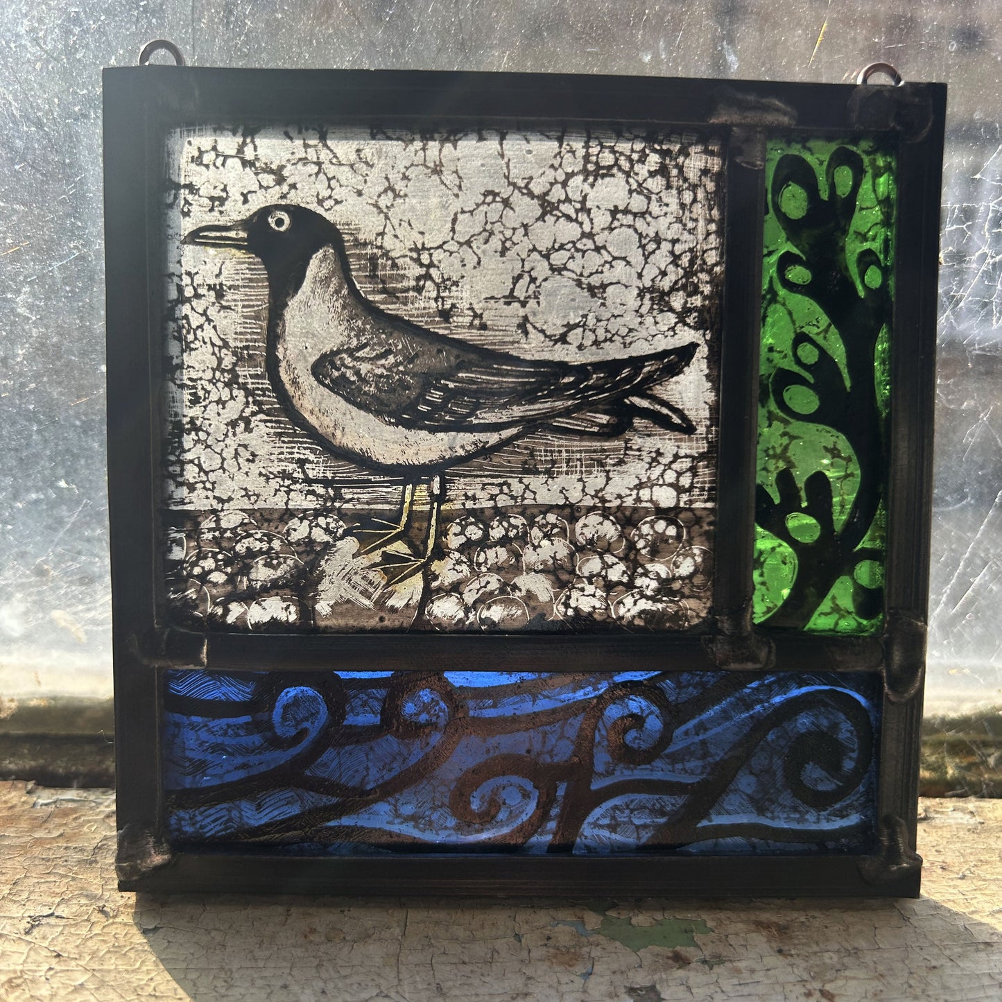 Black Headed Seagull Stained Glass Square, Small