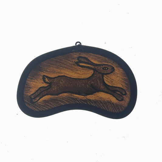 Leaping Brown Hare Stained Glass Miniature
