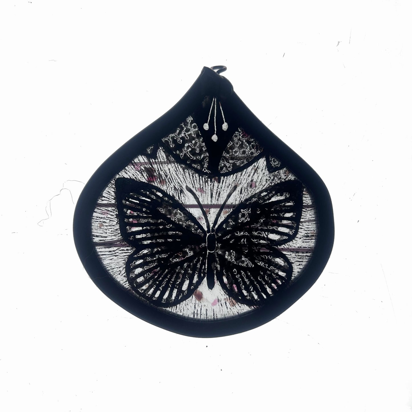 Butterfly Stained Glass Miniature with pink frit