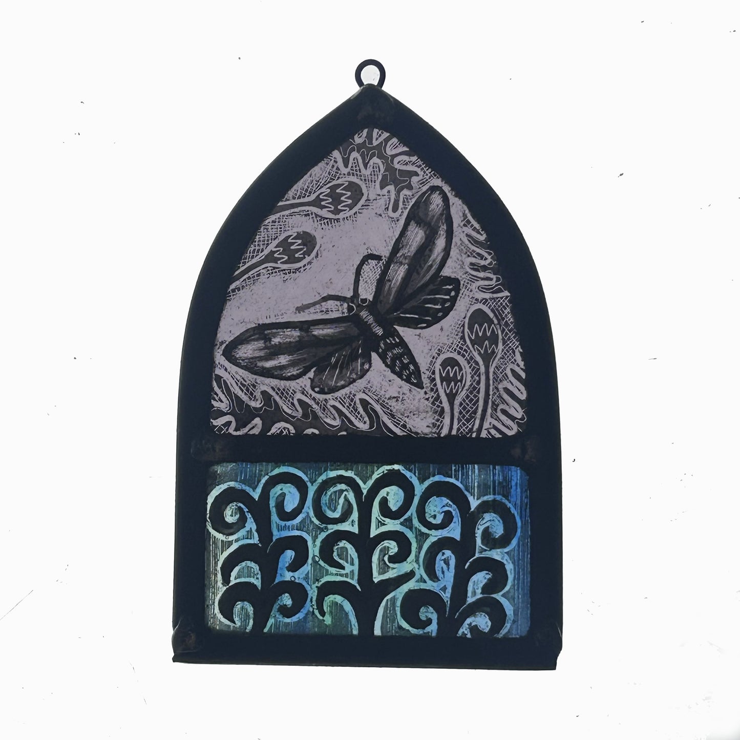 Moth and Seed Heads Stained Glass Arch, Small