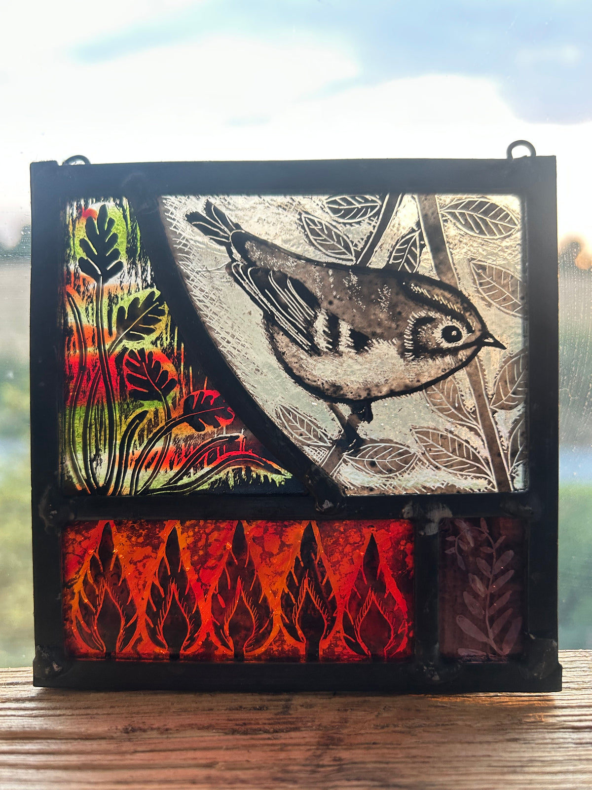 Firecrest Stained Glass Panel Square, Small