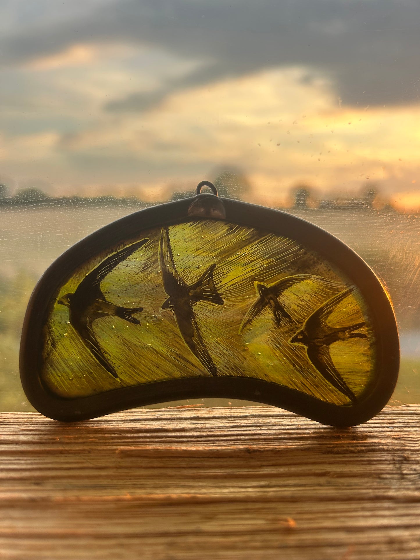 Swifts in Flight Stained Glass Miniature