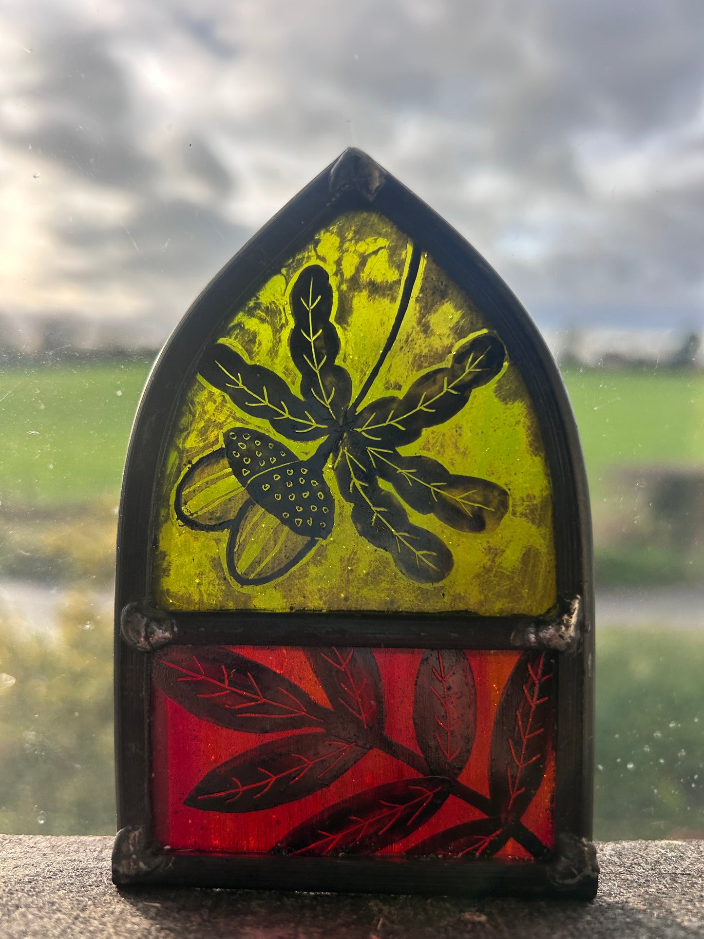 Oak Leaf Stained Glass Arch, Small