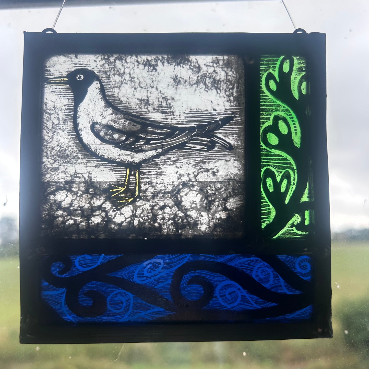 Black Headed Seagull Stained Glass Square, Small