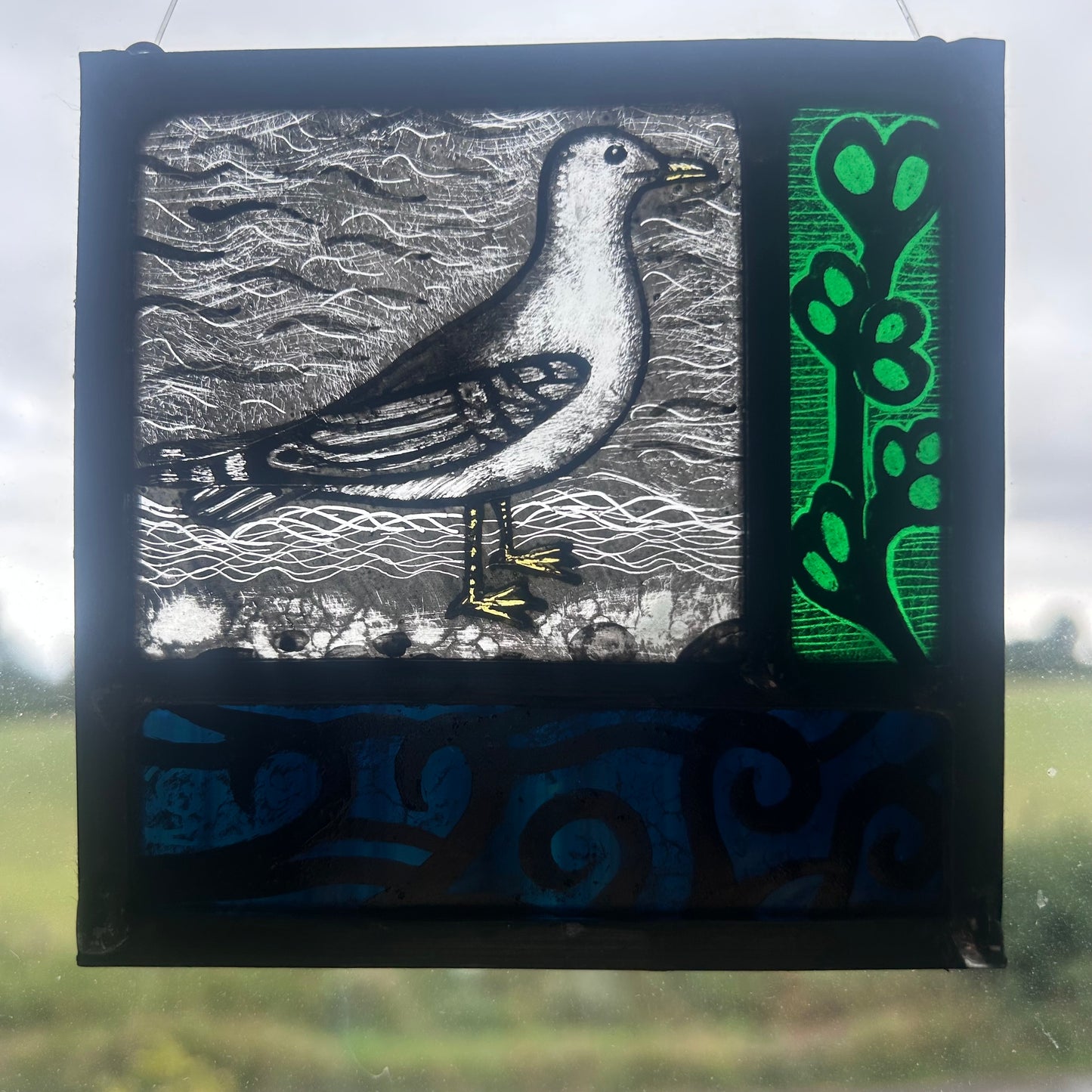 Common Seagull Stained Glass Square, Small