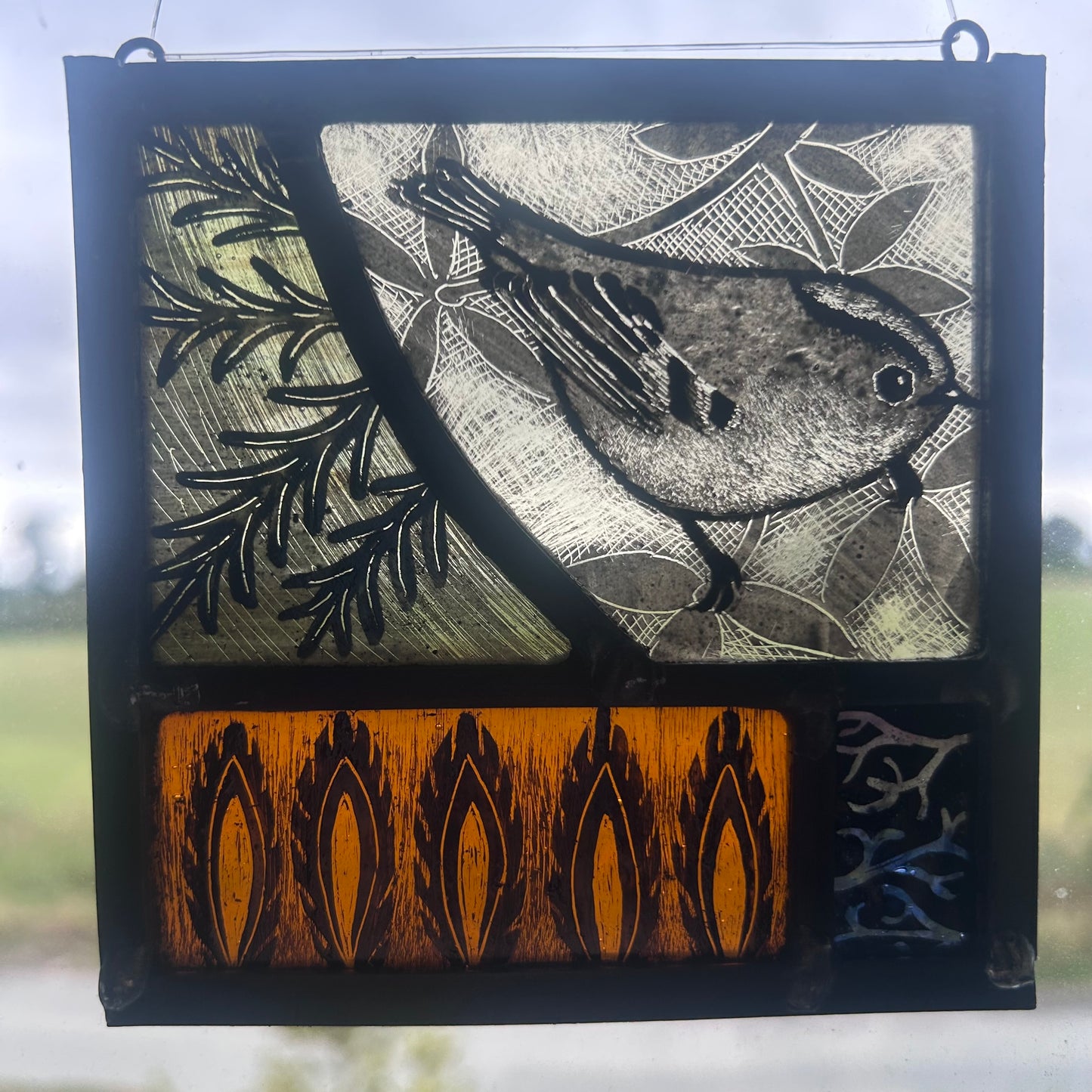 Firecrest Stained Glass Panel Square, Small
