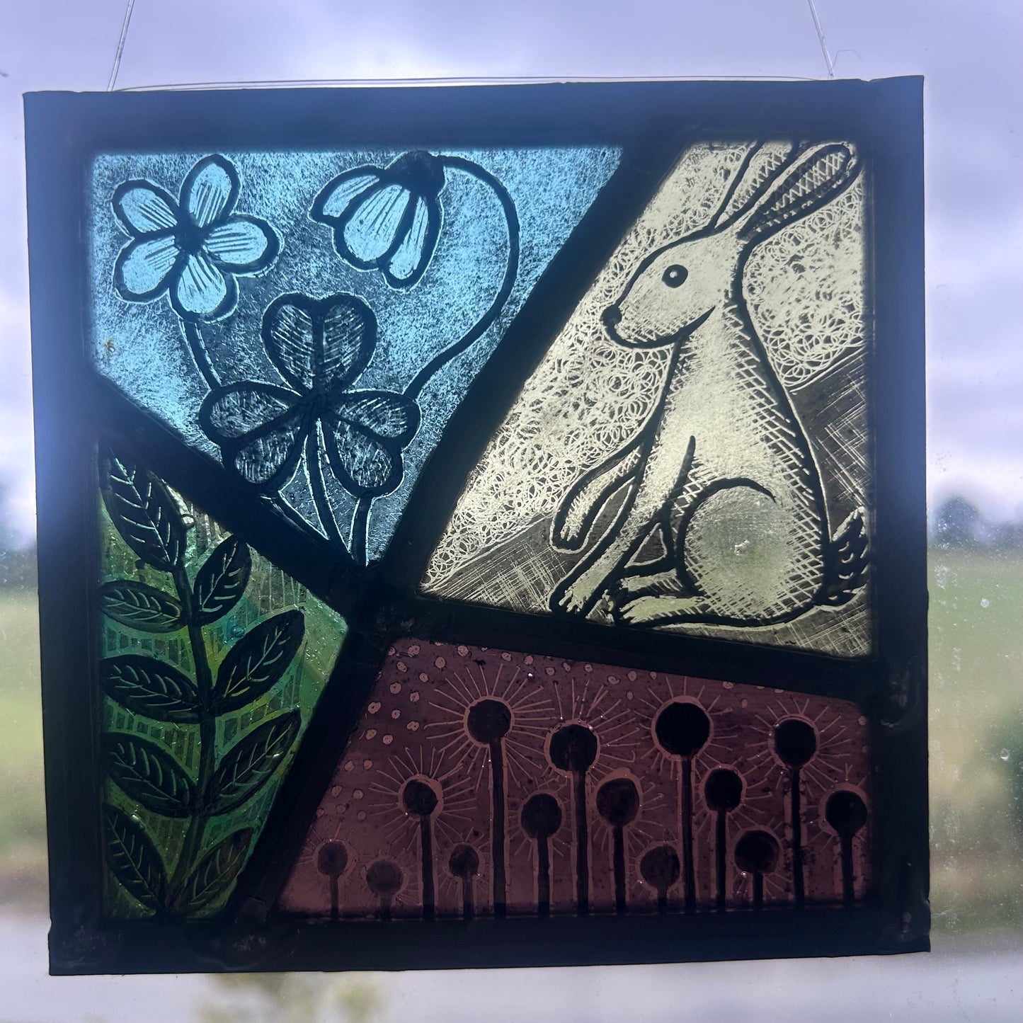 Sitting Hare Stained Glass Square, Small