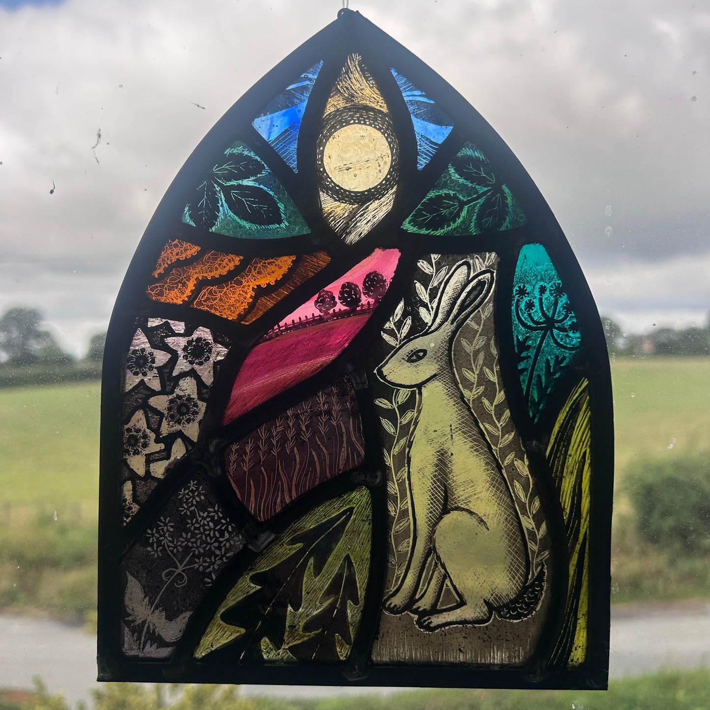 Sitting Hare Stained Glass Arch, Large