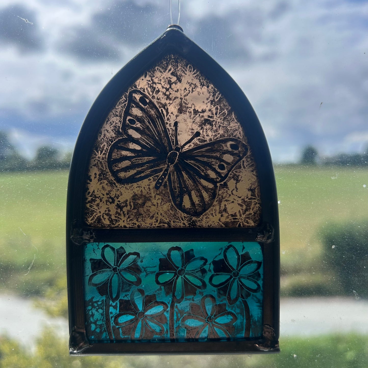 Hermit Butterfly Small Stained Glass Arch,Small