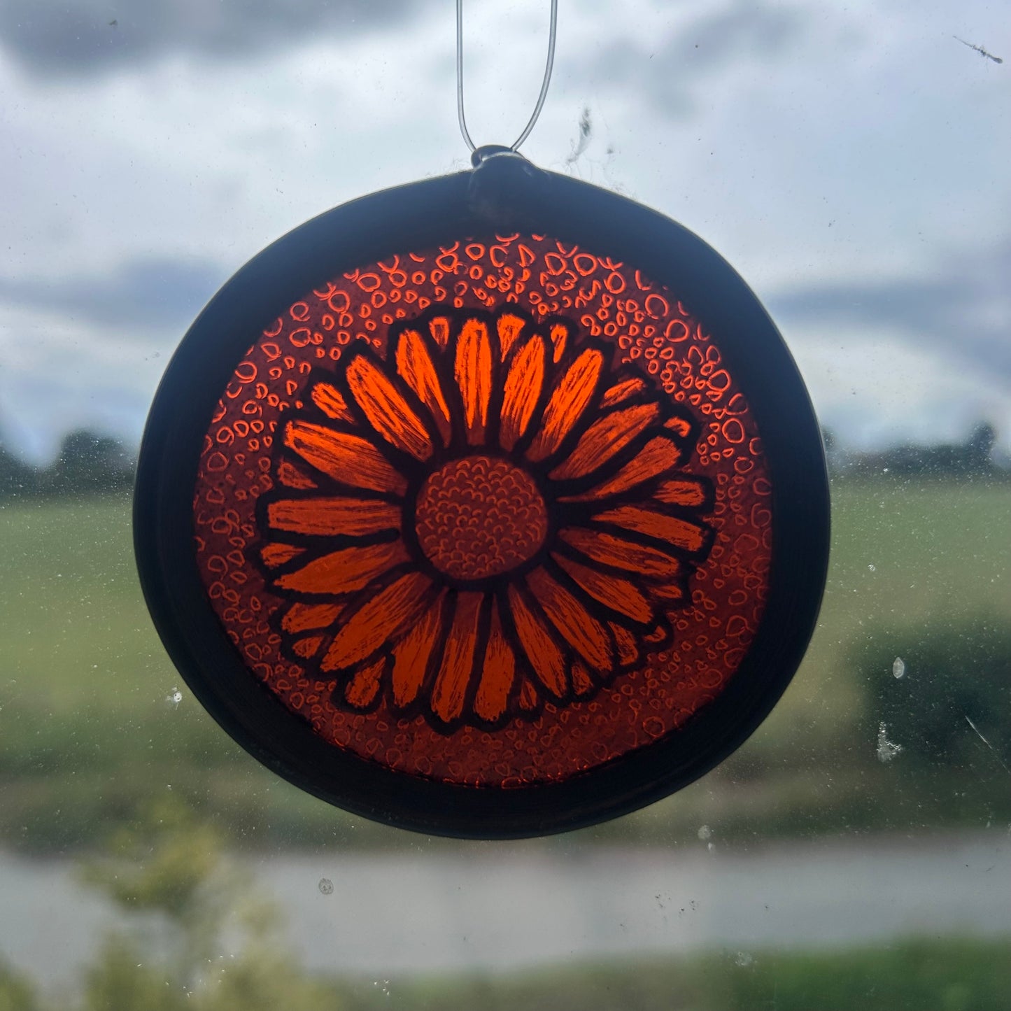 Sunflower Orange Stained Glass Miniature