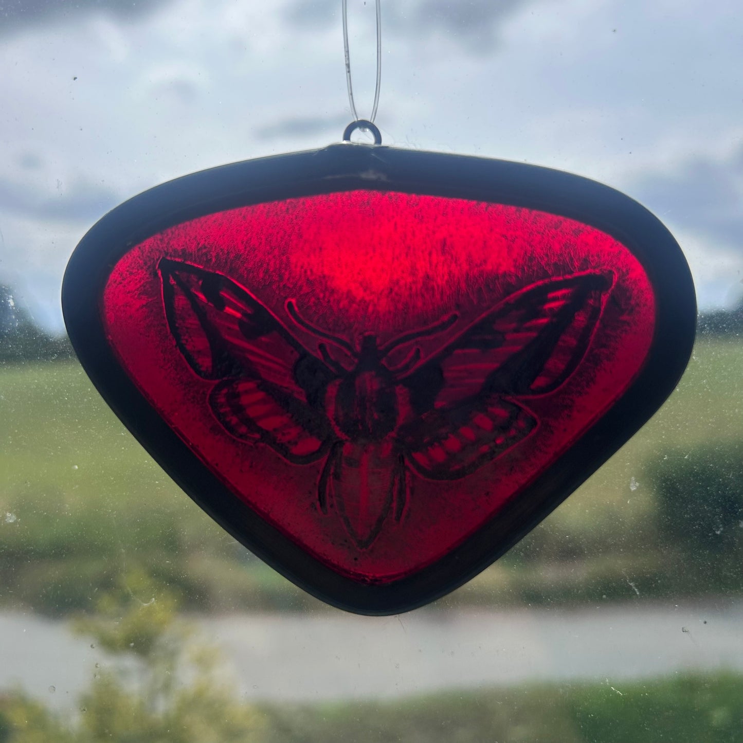 Moth Stained Glass Miniature Red