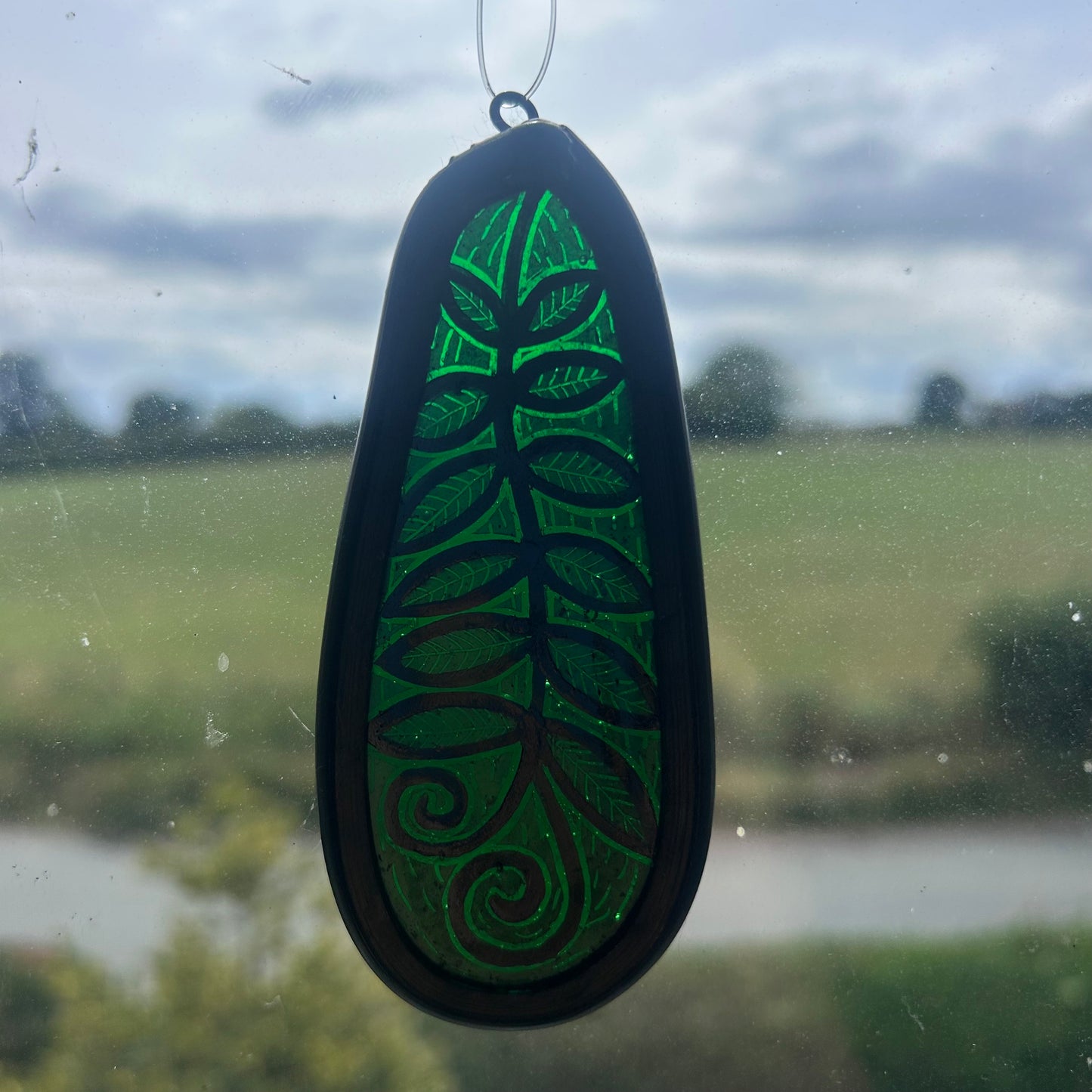 Leaf with Tendril Stained Glass Miniature