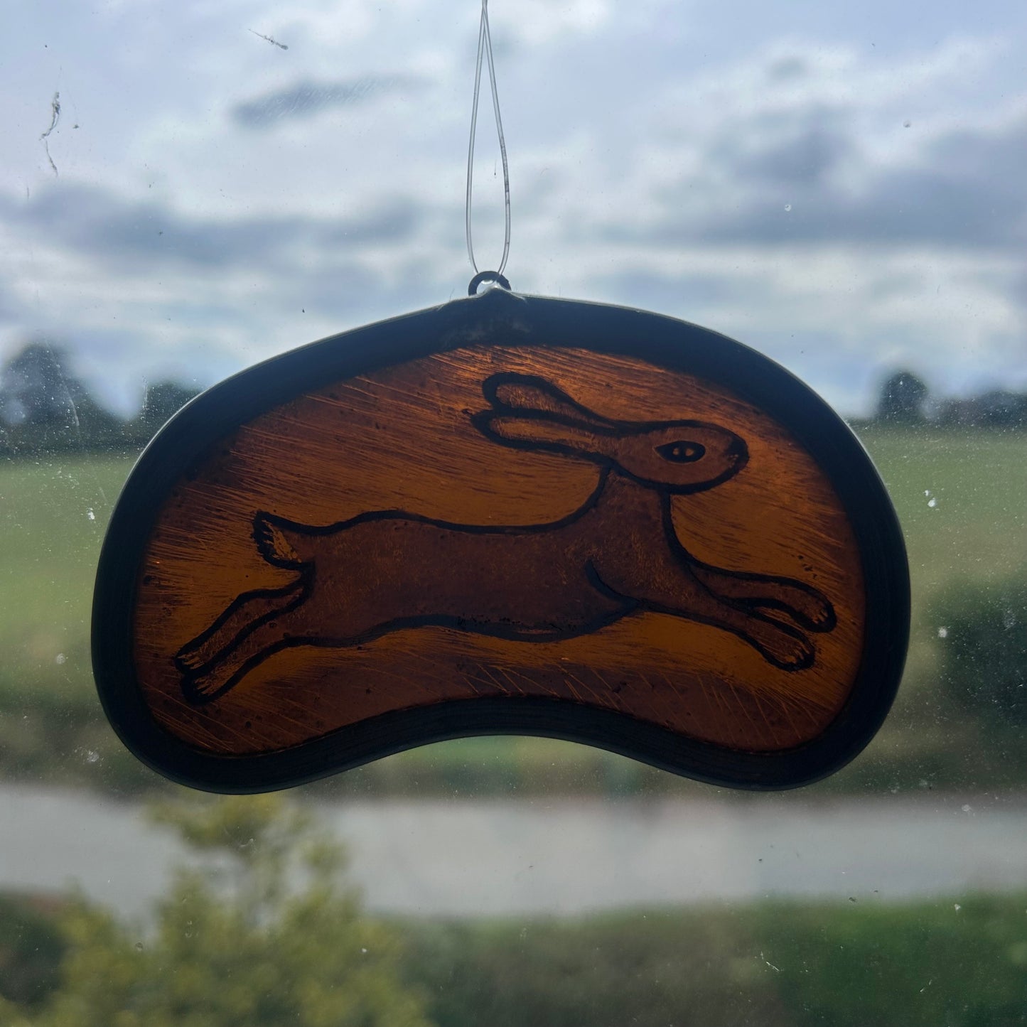 Leaping Brown Hare Stained Glass Miniature