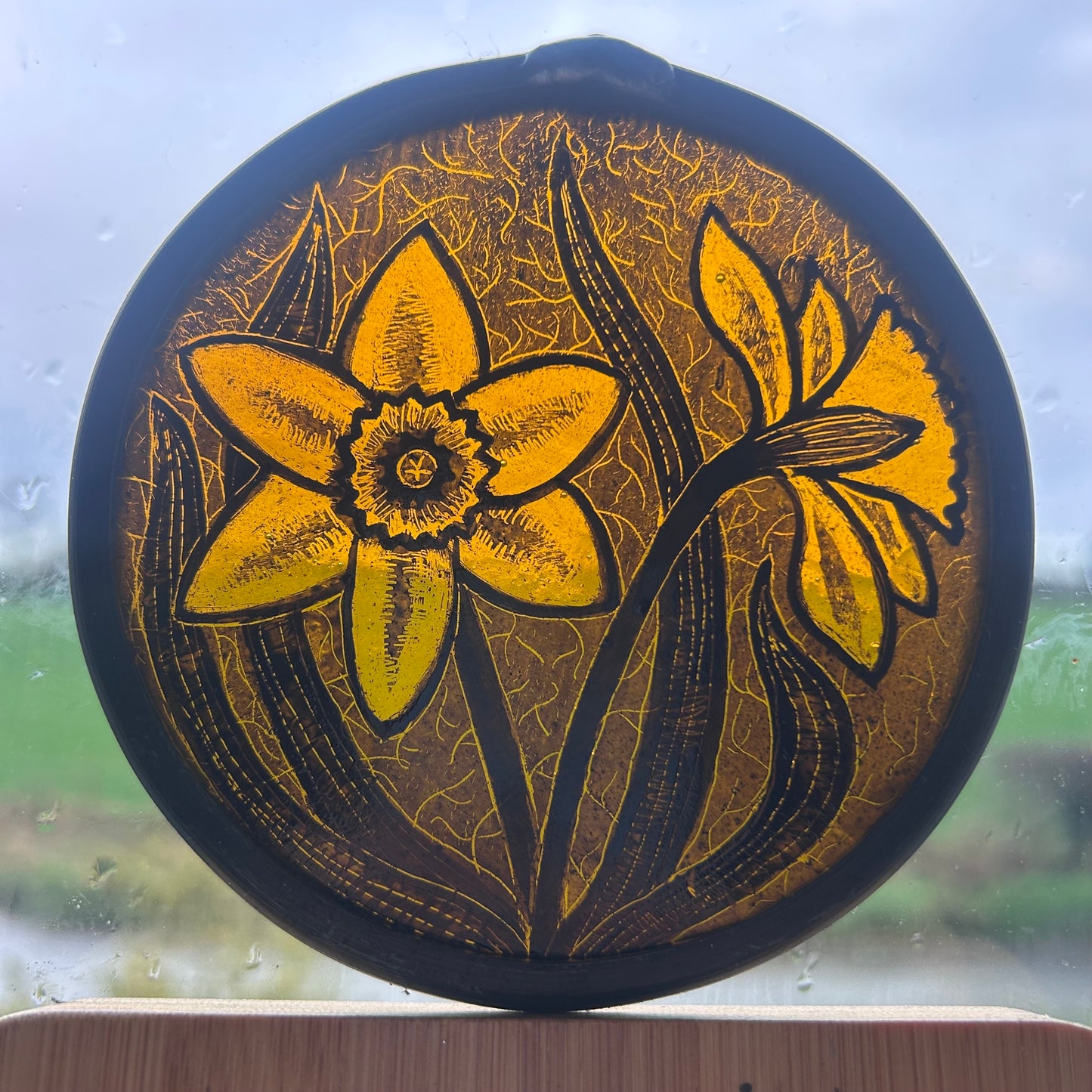 Daffodils 1 Stained Glass Roundel, Small