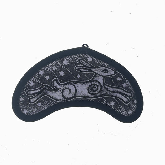 Leaping Purple Hare Stained Glass Miniature