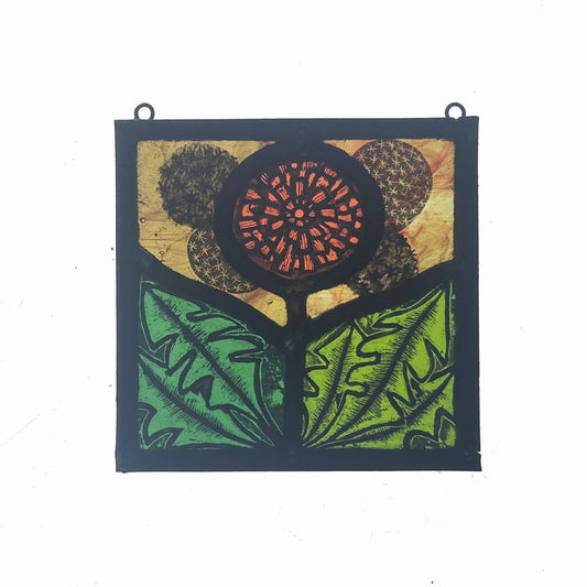 Dandelion Stained Glass Panel Square, Small