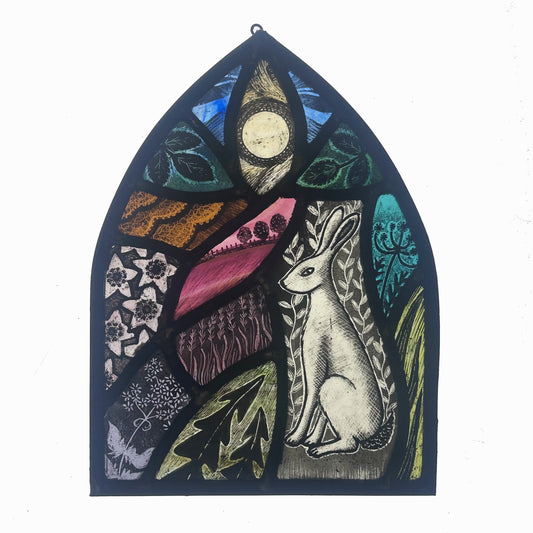 Sitting Hare Stained Glass Arch, Large