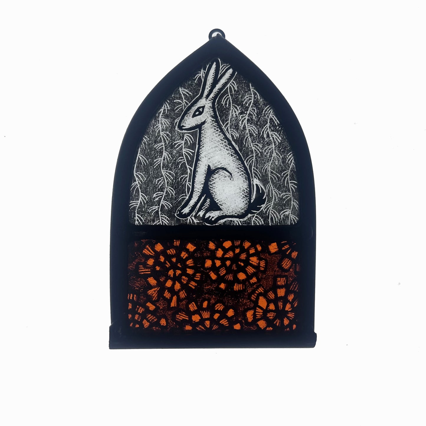 White Hare and Marigolds Stained Glass Arch, Small