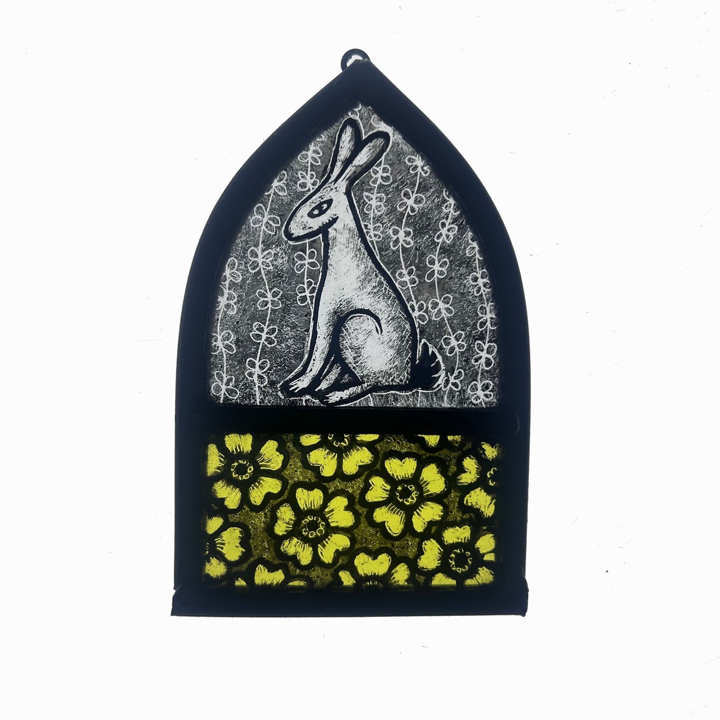 White Hare and Buttercups Stained Glass Arch, Small