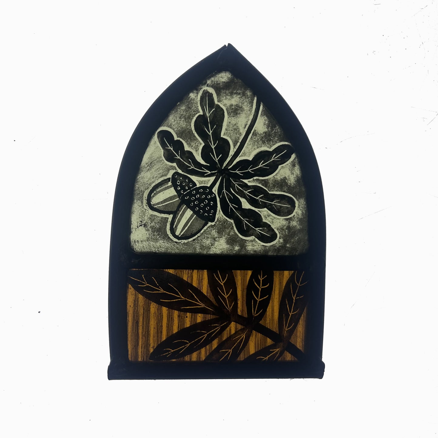 Oak Autumn Leaf  Stained Glass Arch, Small 2