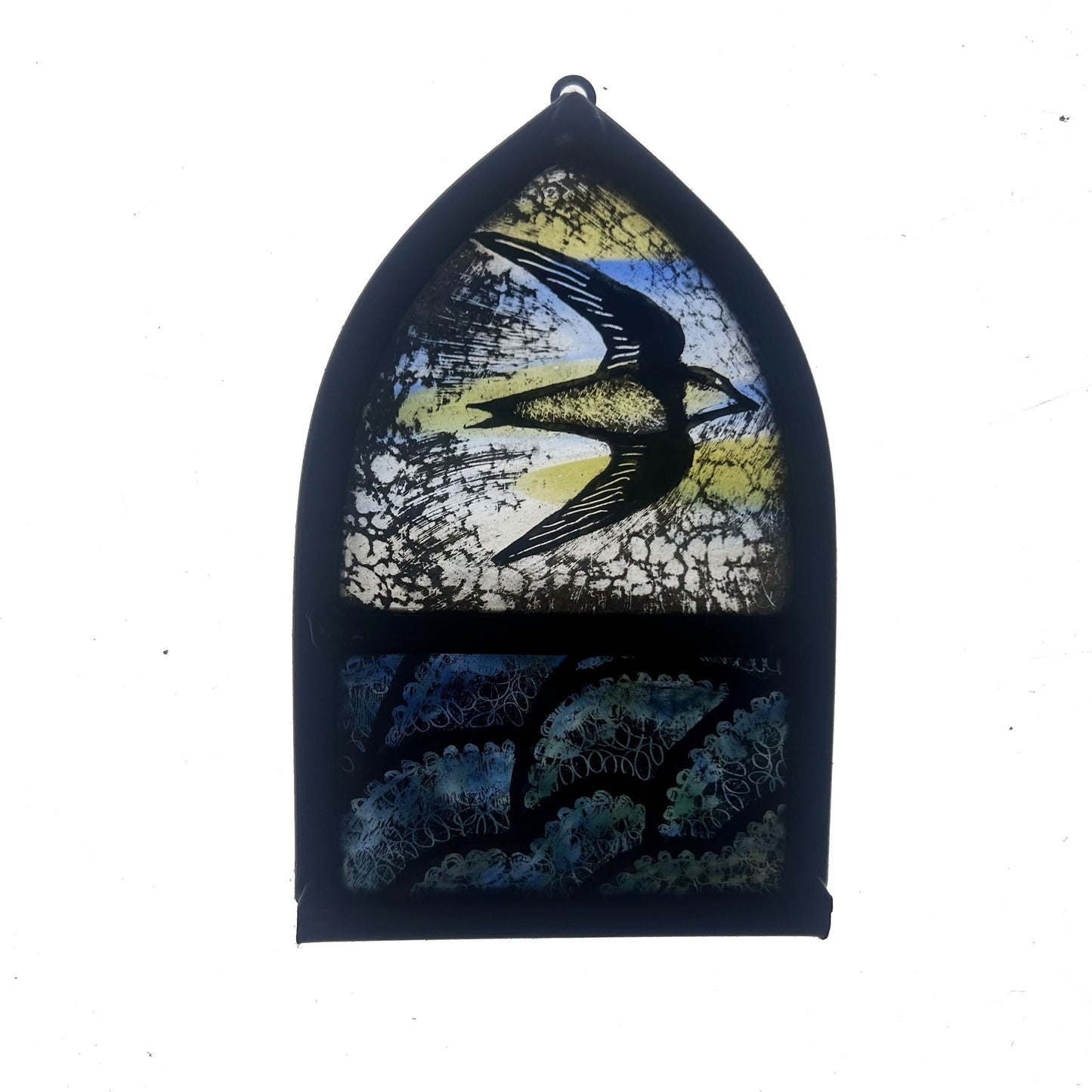 House Martin with Clouds Stained Glass Arch, Small