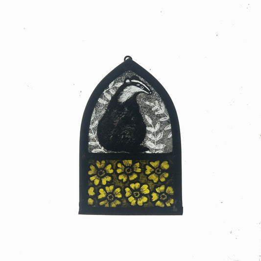 Badger and Buttercups, Stained Glass Arch, Small
