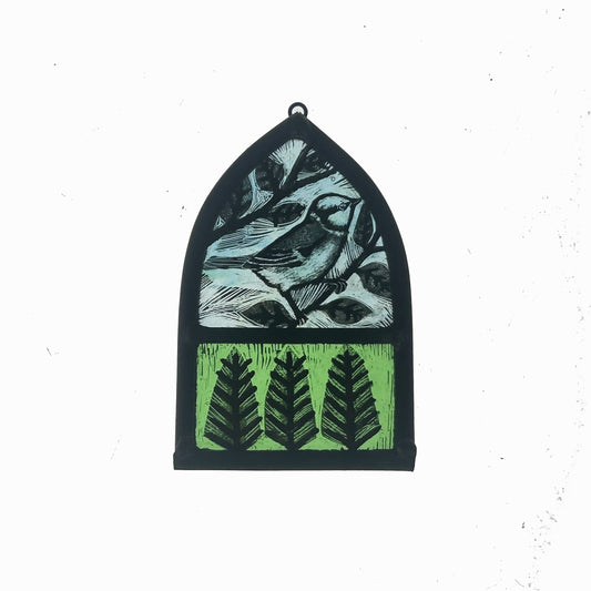 Blue Tit Small Stained Glass Arch,Small