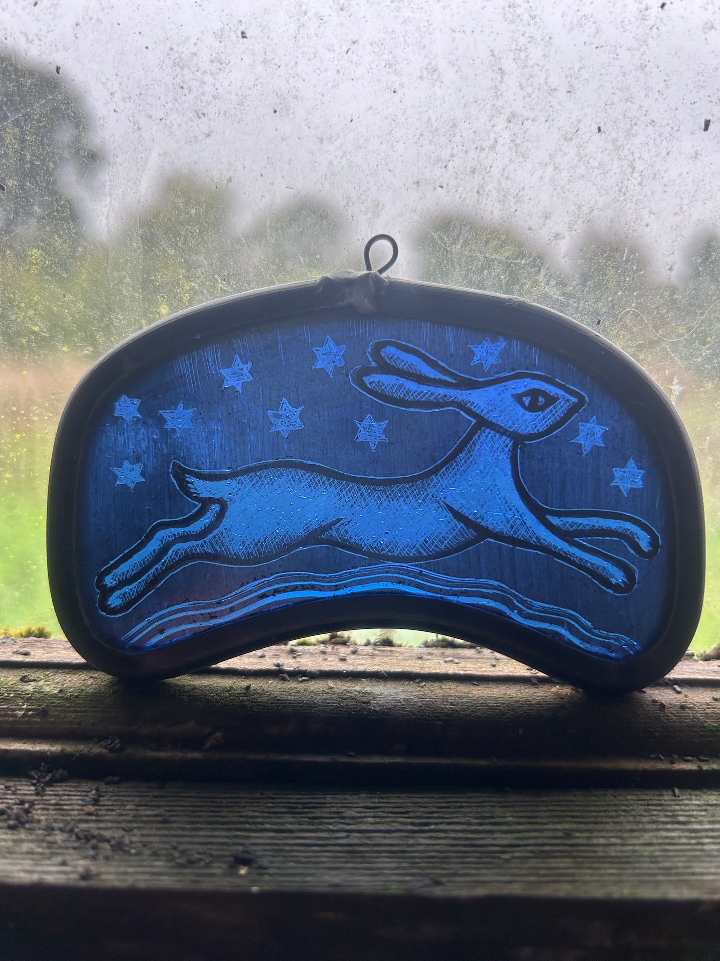 Leaping Hare Stained Glass Miniature