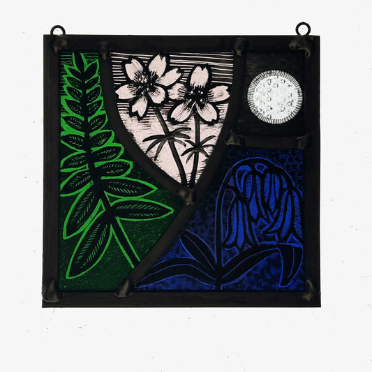 Bluebells and Fern Stained Glass Square, Small