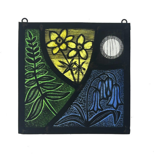 Bluebell and Fern Stained Glass Square, Small