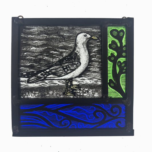 Common Seagull Stained Glass Square, Small