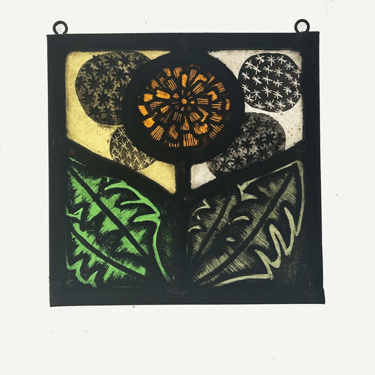 Dandelion Stained Glass Panel Square, Small