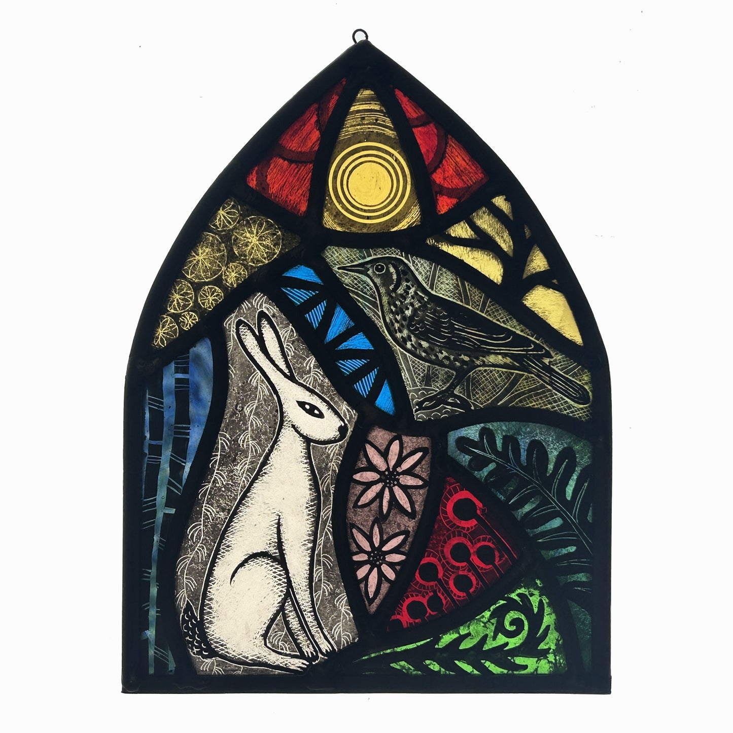 The Darkling Thrush and Hare Stained Glass Arch, Large