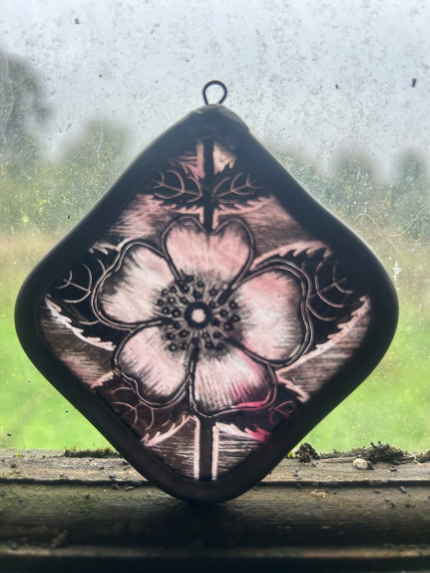 Dog Rose Stained Glass Miniature