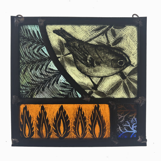 Firecrest Stained Glass Panel Square, Small