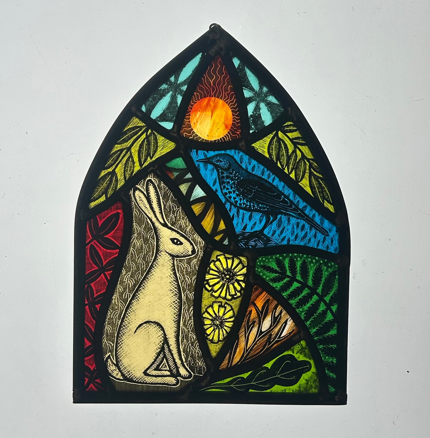 The Darkling Thrush and Hare Stained Glass Arch, Large