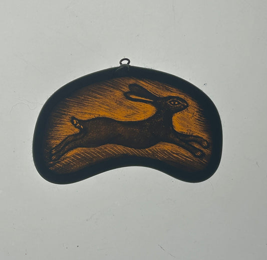 Leaping Brown Hare Stained Glass Miniature