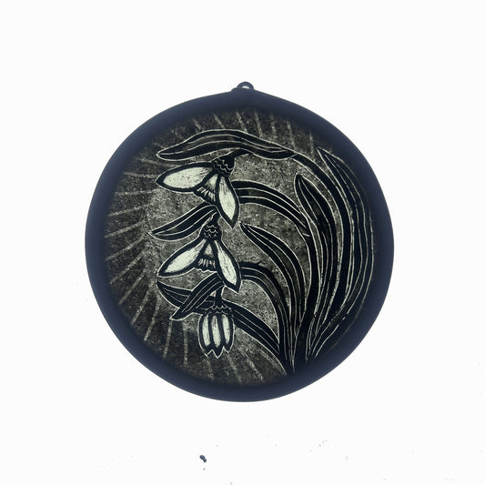 Snowdrops Stained Glass Roundel. Small