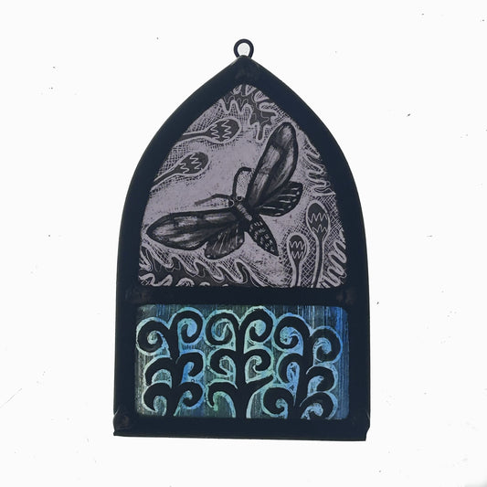 Moth and Seed Heads Stained Glass Arch, Small