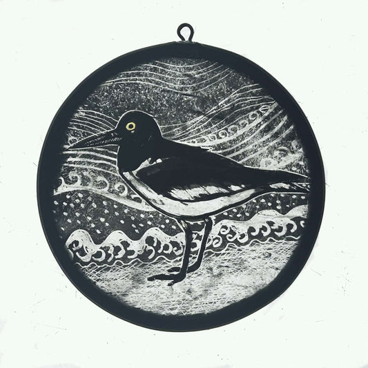 Oyster Catcher Stained Glass Roundel