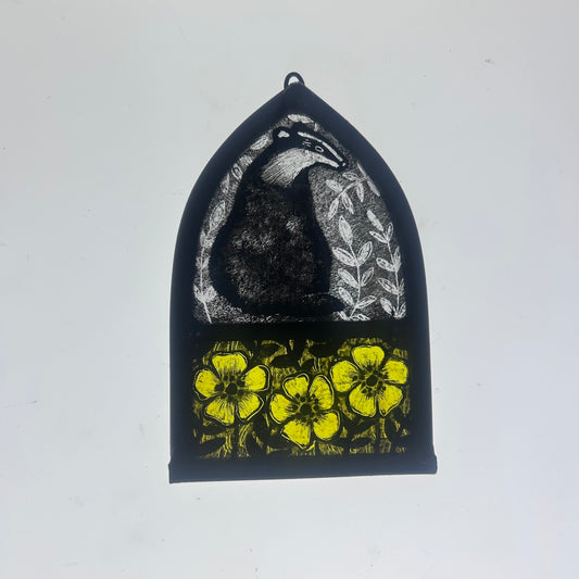 Badger and Buttercups, Stained Glass Arch, Small