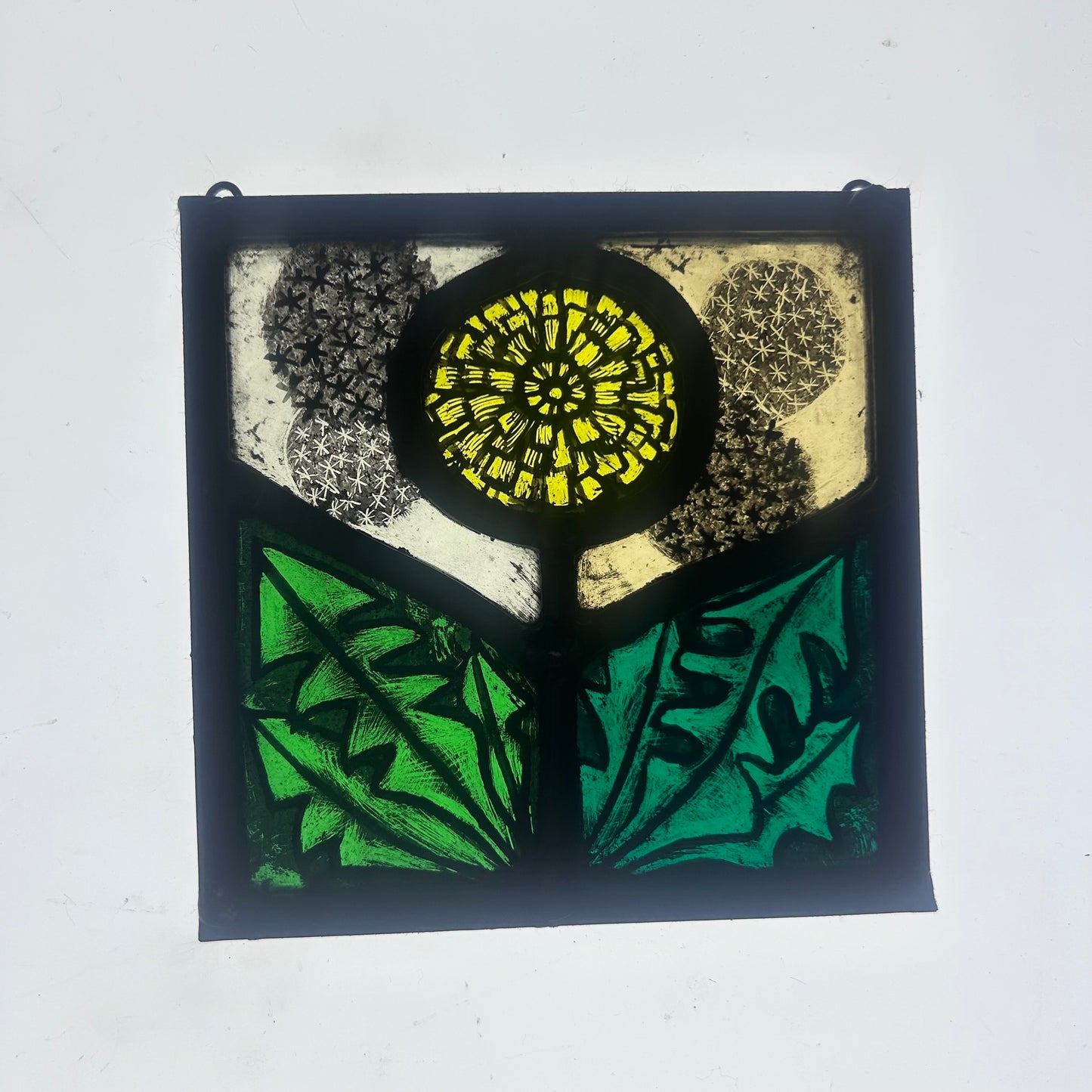Dandelion Stained Glass Panel Square, Small