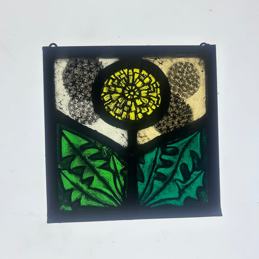 Dandelion Stained Glass Panel Square, Small
