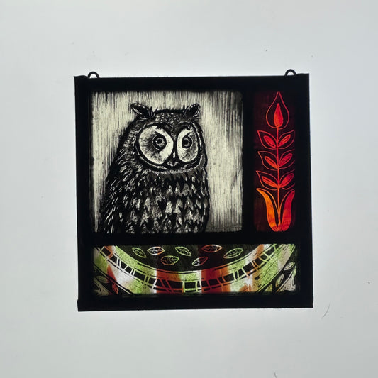 Owl Stained Glass Square, Small
