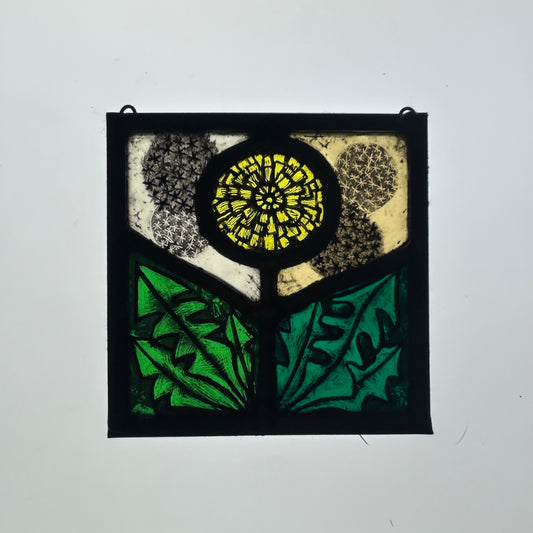 Dandelion Stained Glass Panel Square, Small