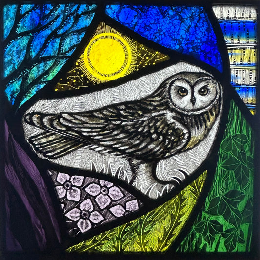 Owl Stained Glass Square, Large