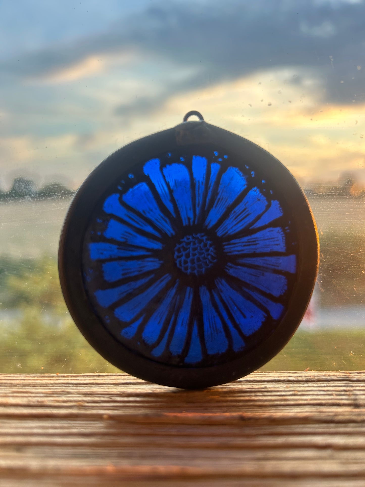 Blue Cornflower Stained Glass Miniature