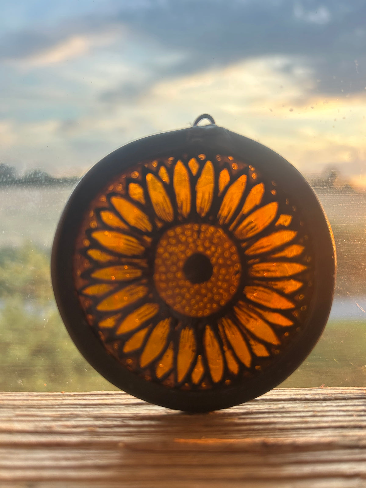 Sunflower Orange Stained Glass Miniature