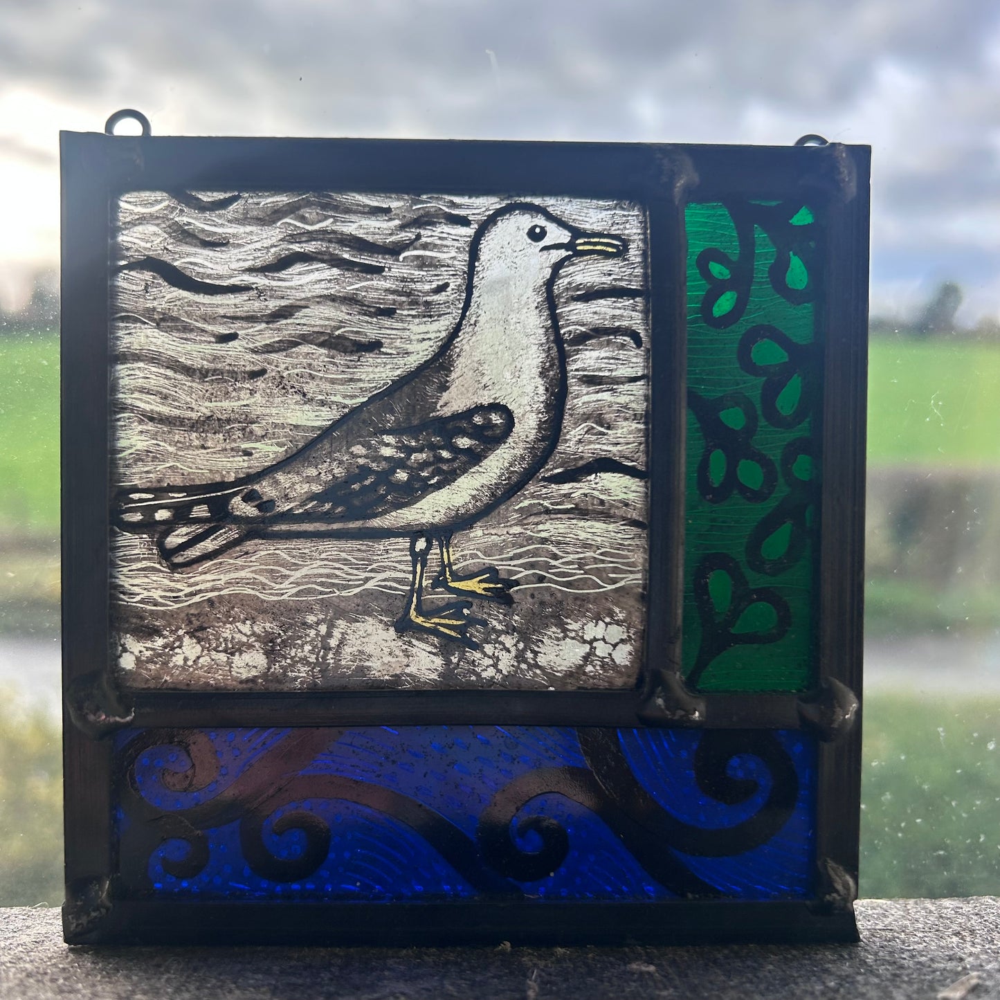 Common Seagull Stained Glass Square, Small 2