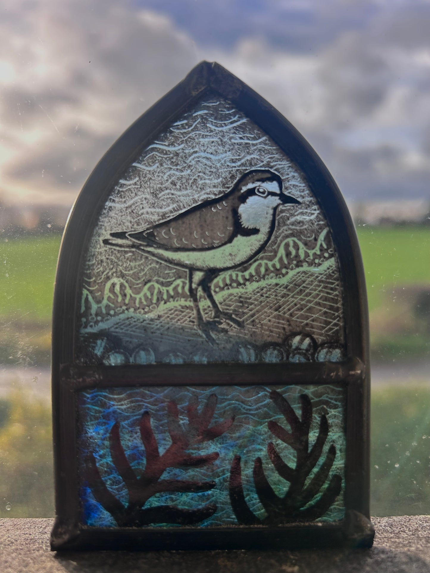 Sea Plover and Seaweed stained Glass Arch, Small